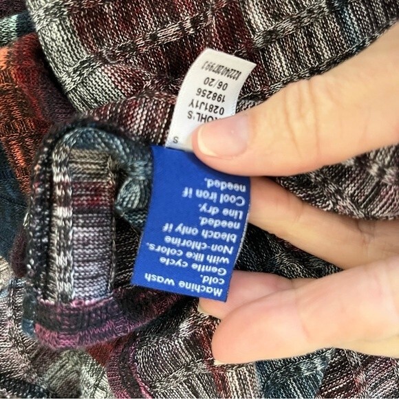 Apt. 9 Striped Open Front Multi Colored Cardigan Pink Burgundy Size Small - Picture 6 of 10